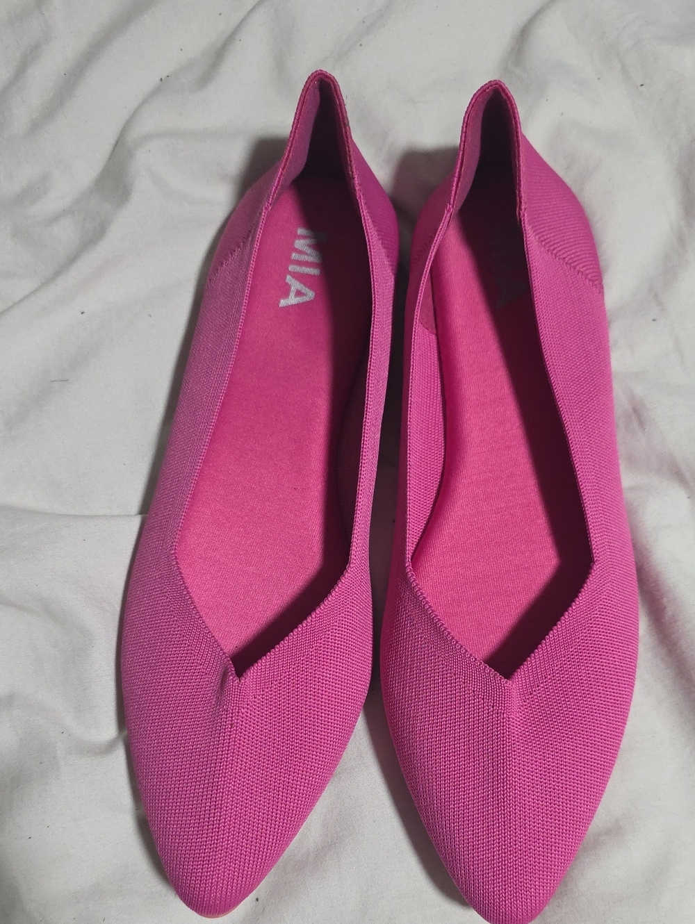 MIA Pink Pointed Knit Ballet Flats